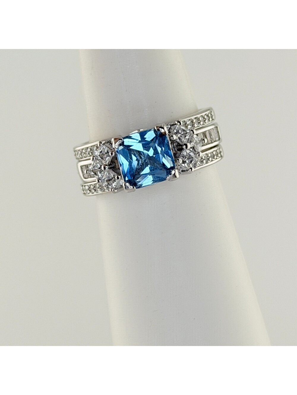 Bomb Party Ring Size 10 "The GOGO Ring" Blue Spinel on Rhodium RG18193